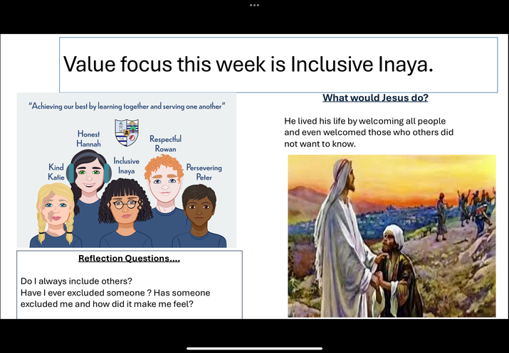 Example of Catholic Life weekly slide